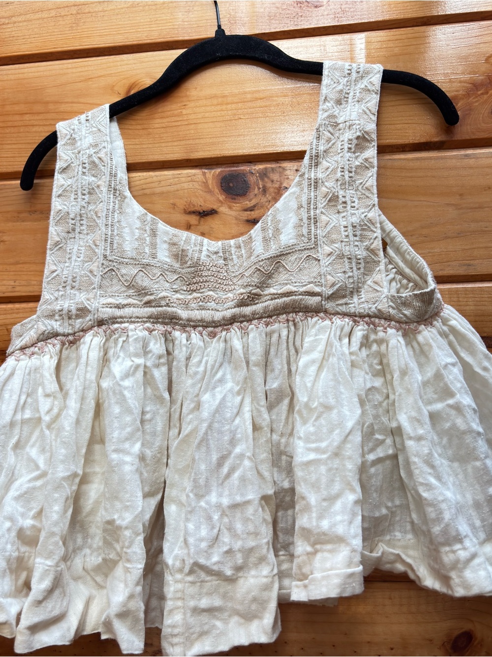 Free people heirloom Boho Embroidered Cream Peplum Tank Top crop - Picture 2 of 7
